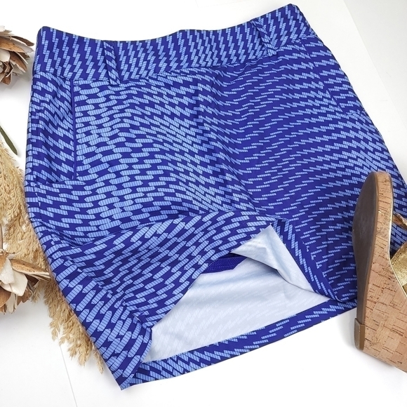 New Adidas Pocketed Blue Patterned Skort Sz 6 - Picture 12 of 12